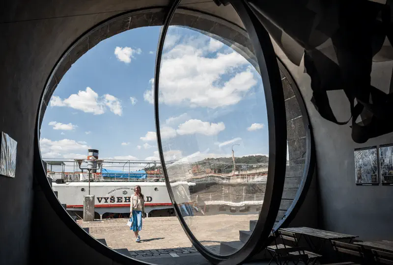 circular glass door view